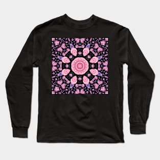 Crystal Hearts and Flowers Valentines Kaleidoscope pattern (Seamless) 23 Long Sleeve T-Shirt